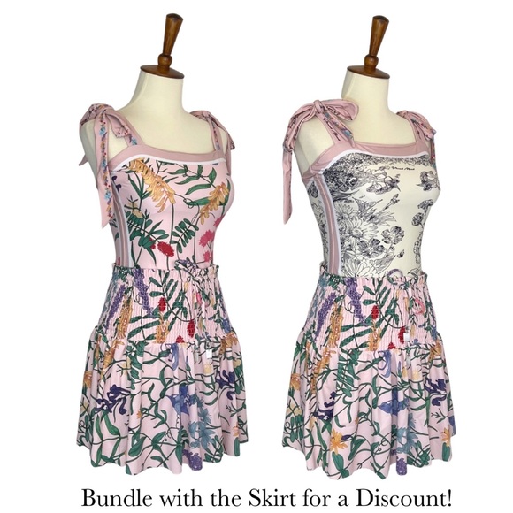 Retro Pink and White Floral Reversible Swimsuit with Shoulder Ties - Picture 13 of 16